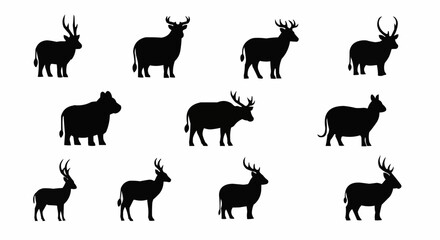 Silhouettes of various deer species in a minimalist black and white style.