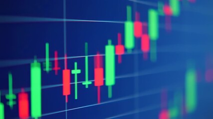 Close-up of stock market candlestick chart - Powered by Adobe
