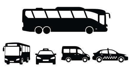 Transportation options including bus, taxi and van for travel needs