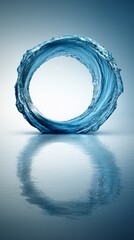 Abstract Blue Water Ring Twirling Surface Reflection Subtle Light Studio