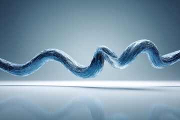 Abstract Blue Swirl Formed By Tiny Cubes On A Reflective Surface With Soft Lighting