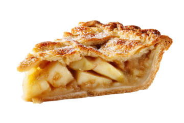 A single, appetizing slice of baked fruit dessert with a golden crust