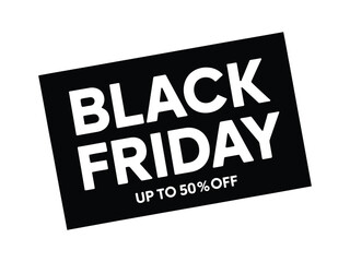 Black Friday Sale Announcement with Bold White Letters and Percentage Discount Graphic Illustration Modern Design Background with Simple Geometric Shape