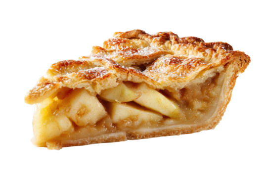 A single, appetizing slice of baked fruit dessert with a golden crust