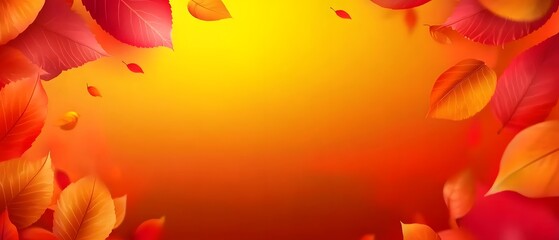 Autumn sale banner with red leaves.