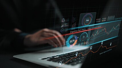 High-tech data visualization dashboard for analytics and performance tracking, including data visualization, trend, data report, and data chart. Marrow - Powered by Adobe