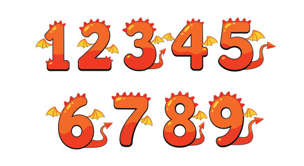Fun dragon numbers 1 to 9 for kids learning math and counting skills