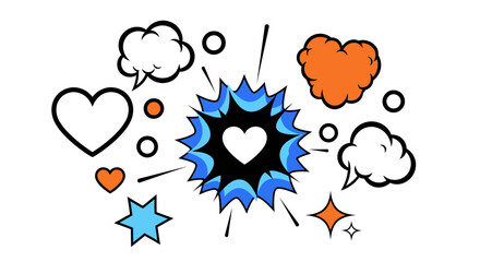 Expressive comic design bursting with love and positive vibes, so vibrant