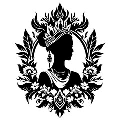 Traditional female ornament silhouette