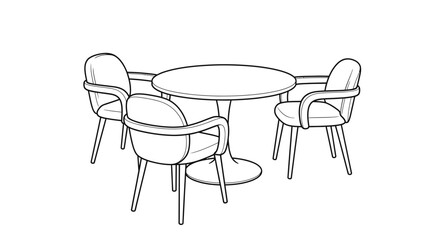 Elegant round dining table and chairs in modern minimalist style