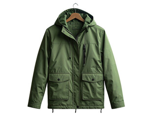  Minimal Outdoor Fashion – Green Parka Display in Park Scene