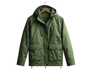  Minimal Outdoor Fashion – Green Parka Display in Park Scene