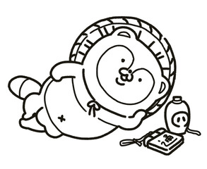 狸の置物・かわいいたぬきイラスト線画