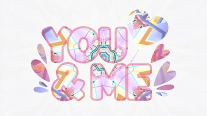 Colorful tunnel design featuring the words You and Me in a seamless looping screensaver suitable for relaxation or entertainment