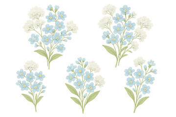 Fototapeta premium Floral Harmony: Delicate sprigs of forget-me-nots and baby's breath, their soft hues creating a sense of peace and serenity. A touch of nature's beauty to brighten any scene.
