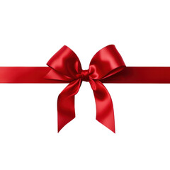Fototapeta premium Shiny Red Satin Ribbon Bow on a Black Background red ribbon gift wrapping, Isolated On White Background, Png Transparent