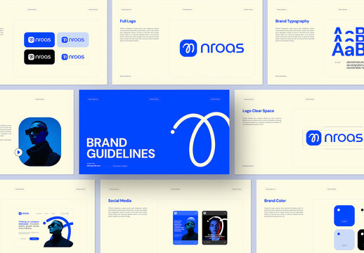 Modern Corporate Brand Guidelines Presentation Template with Blue Accents
