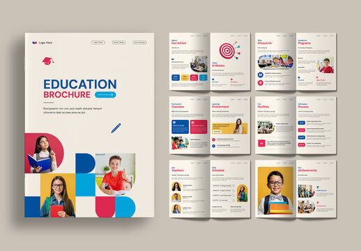 Abstract Modern Education Brochure Template Design for School Prospectus