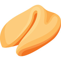 Golden Yellow Fortune Cookie With A Subtle Orange Gradient Isolated On A Transparent White Background With Simple Clean Curves And A Soft Shadow Effect