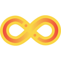 Golden Yellow Infinity Symbol with Red Gradient Overlay on Transparent Background Representing Limitless Possibilities and Eternity