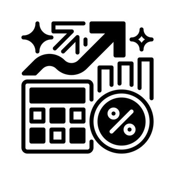 ROI Simulation Line Icon, Outline Symbol for Financial Forecasting, Performance Modeling, Business Planning, Return Prediction, and Data Analysis. Vector Sign Icon.