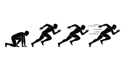 Dynamic runner silhouette showing stages of acceleration and speed