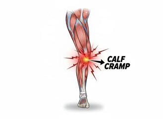 Calf cramp body pain illustration detail muscle anatomy sharp ache sensation