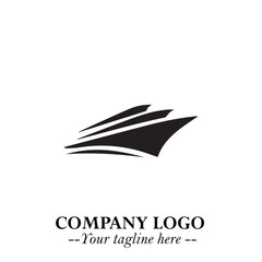 Ship Moving Fast Logo Symbol in Black on the White Background with Modern Maritime Design