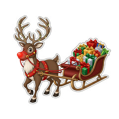 Reindeer christmas santa gifts sleigh holiday festive winter xmas celebration december season on transparent background