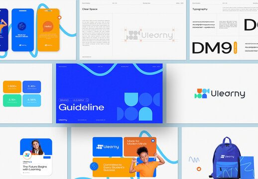 School Brand Identity Guideline Presentation Template for Modern E-Learning Platforms