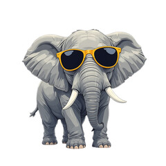 Elephant sunglasses cool animal wildlife mammal africa zoo safari nature trunk tusks gray big summer fun on transparent background