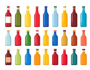 Colorful assortment of bottles with various liquid types