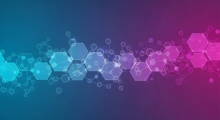 Digital blockchain connection lines and hexagon pattern