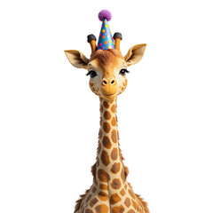 Giraffe party animal birthday hat cute celebration happy animal giraffe birthday party celebration on transparent background
