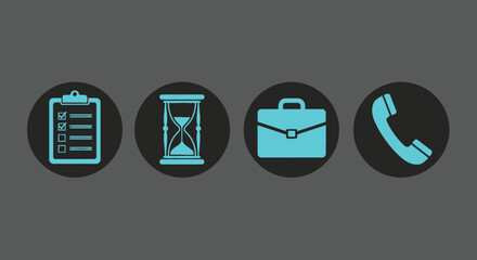 Time management and business organization icons for productivity success