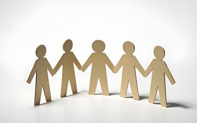 A group of paper people coming together. Community and friendship concept. High quality