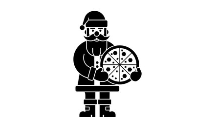 Santa bringing pizza for Christmas dinner celebration tonight