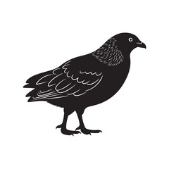 Obraz premium Stylized black bird silhouette illustration, isolated on white