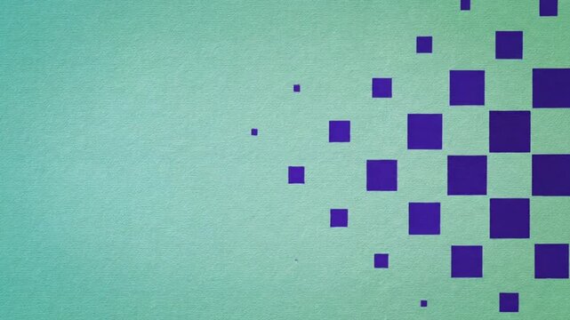 Abstract geometric pattern of fading purple squares on a soft green background, representing digital data or progression