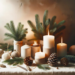 Christmas background with candle