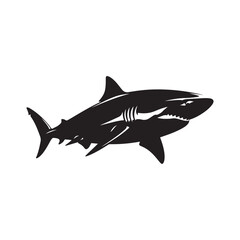 Obraz premium Powerful great white shark silhouette sea predator vector graphic