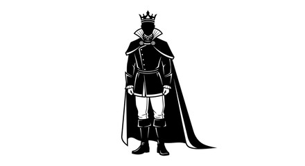 Powerful king silhouette with crown and cape ready for your design