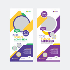 Back to School Admission Standee Rollup, Future-Forward School Enrollment Banner, Back to School Now design template layout