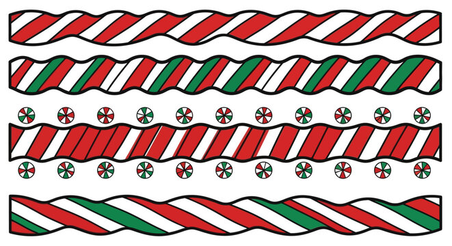 Festive candy cane borders for happy holiday crafts and decorations