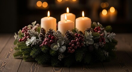 Gaudete Sunday Wreath of Candles Celebrating Joyful Third Advent Season Tradition