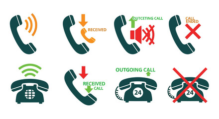 Call statuses showcasing received, outgoing, missed and ended calls