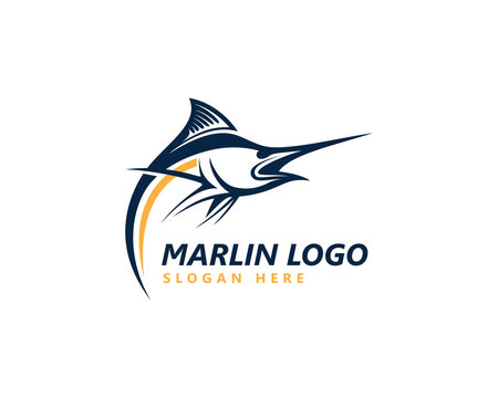 Creative simple marlin silhouette is very suitable for your emblem logo inspiration