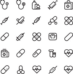 Medical Silhouette Vector Bundle | Health Care Equipment Icons | Hospital, Doctor, Medicine Vector Set