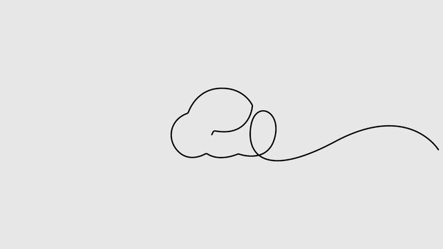 Video. Continuous one line drawing of cloud animated video. Full length one line animation
