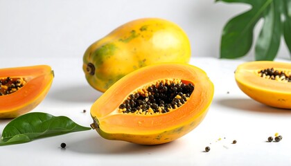 Fresh and Ripe Papaya Fruit Still Life Composition.